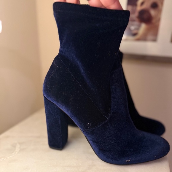 Steve Madden Midnight Blue Velvet Boots - Picture 1 of 5